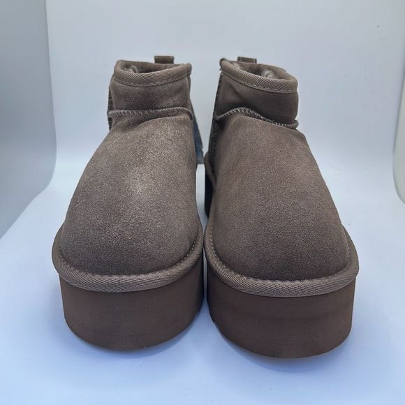 CUSHIONAIRE Women's Genuine Suede pull on platform boot +Memory Foam 8 WIDE TAUP - Picture 2 of 7